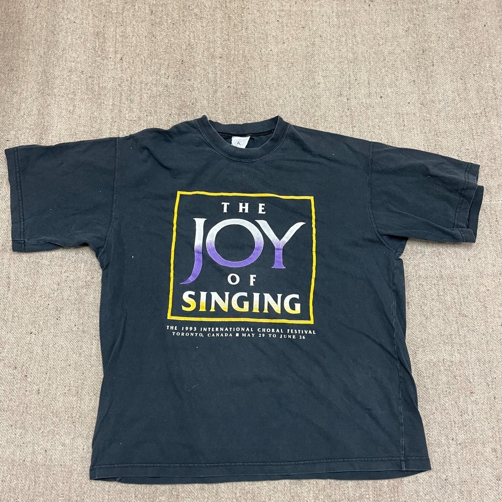 vintage Joy‎ of singing shir mens XL black 1990s Toronto festival